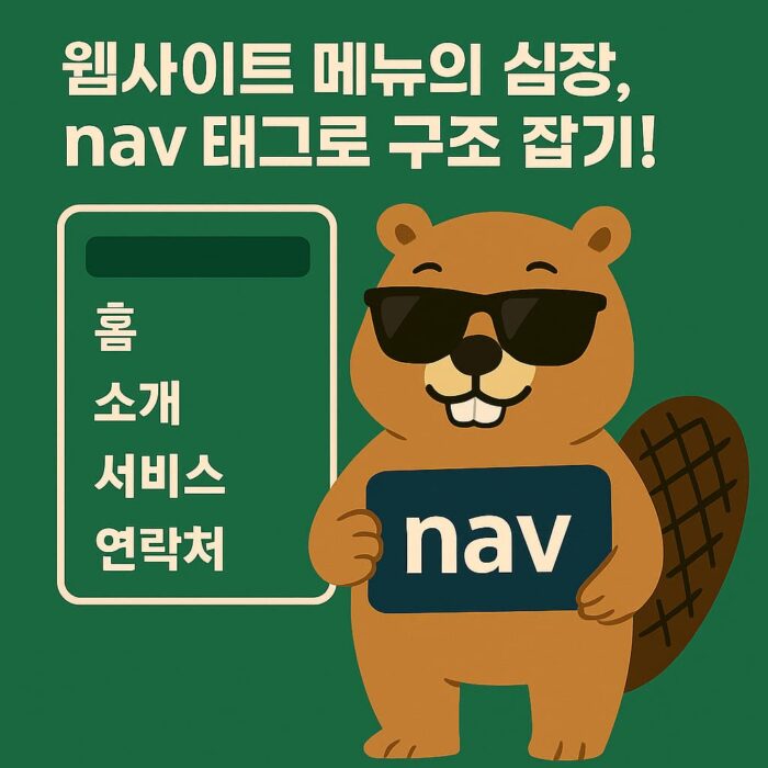 웹페이지 내 내비게이션 구조를 깔끔하게 시각화한 HTML nav 태그 예시 이미지