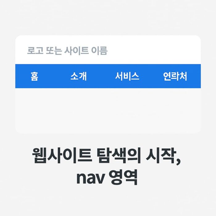 웹사이트 상단에 내비게이션 메뉴가 시각적으로 배치된 모습을 보여주는 교육용 디지털 일러스트