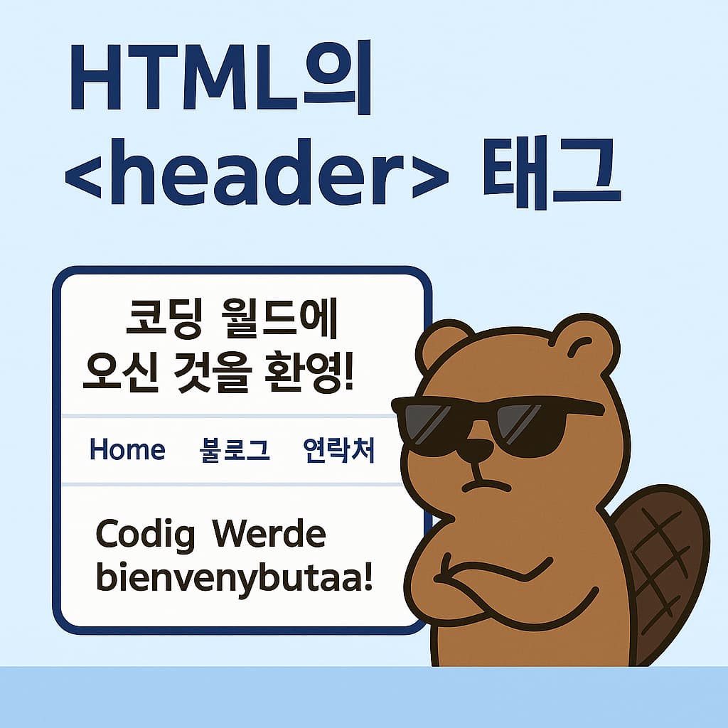 시크한 비버 캐릭터가 태그 구조를 소개하는 장면의 일러스트