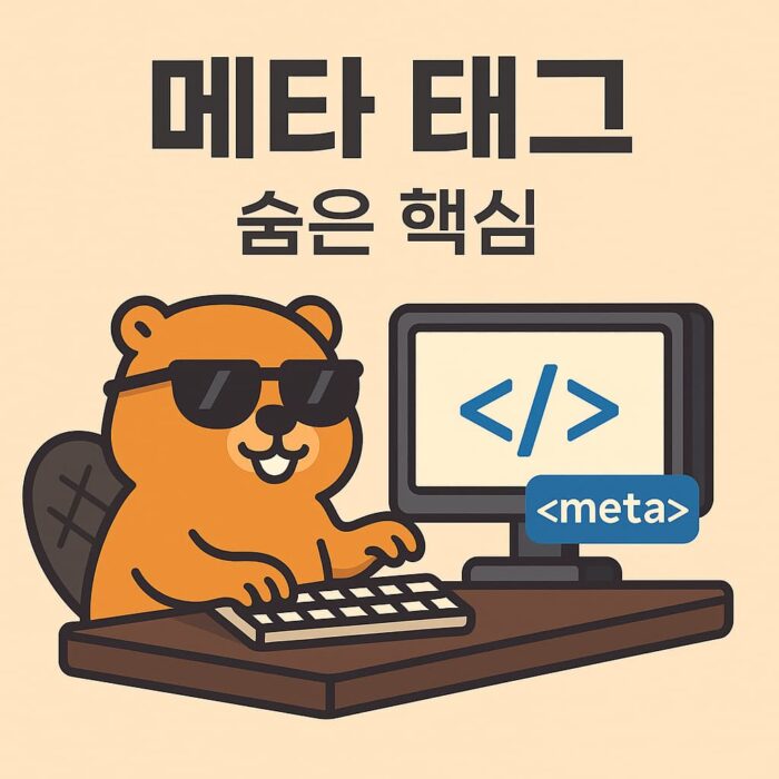 메타 태그를 설명하는 시크한 비버 일러스트 썸네일